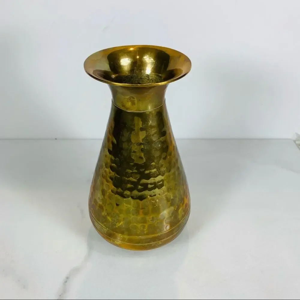 Hammered Brass Vase 7.5